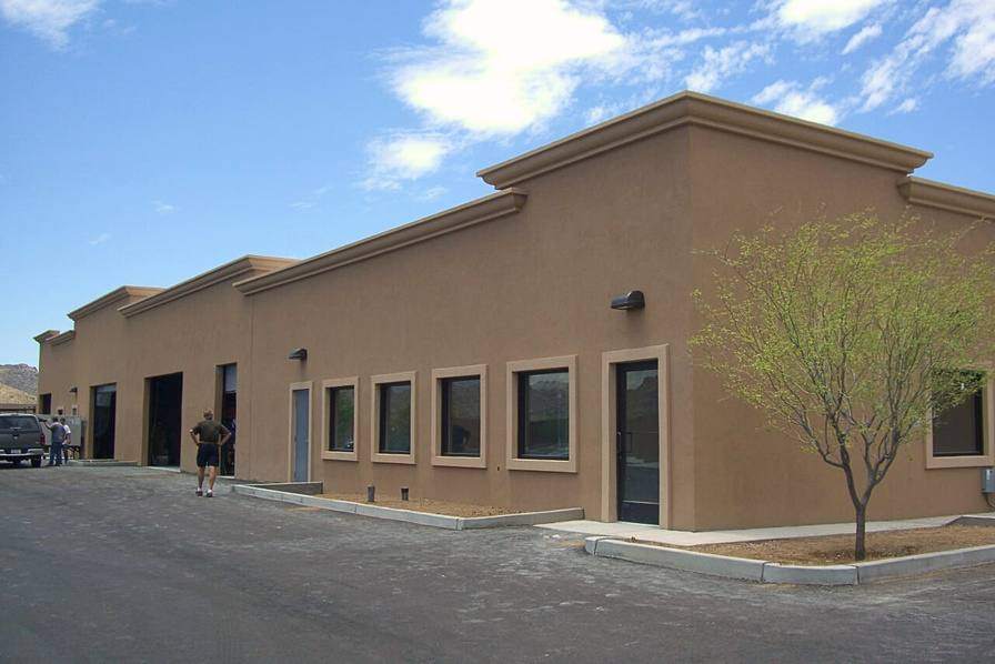 Finished stucco commercial building built with SABS