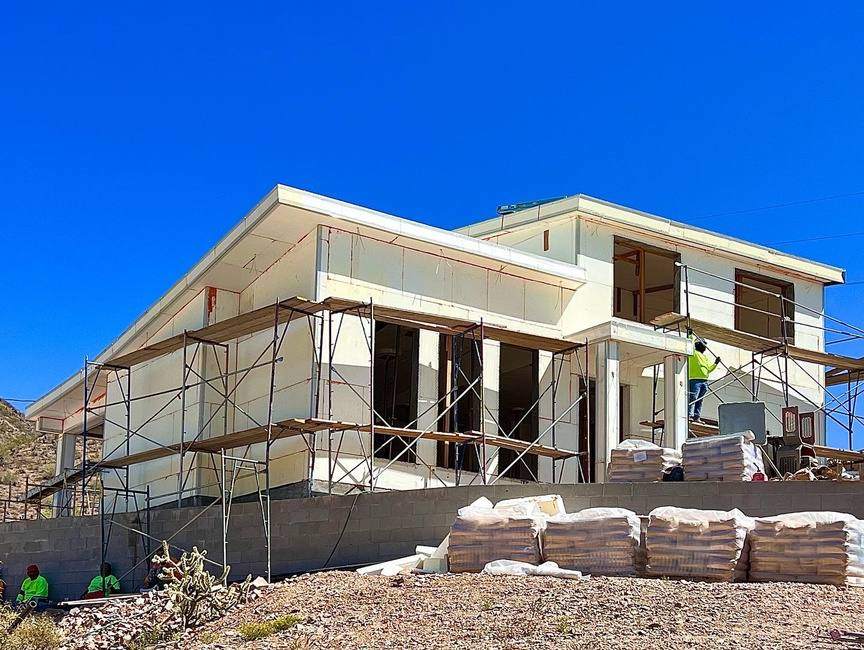 EPS foam panels set on a two-story home