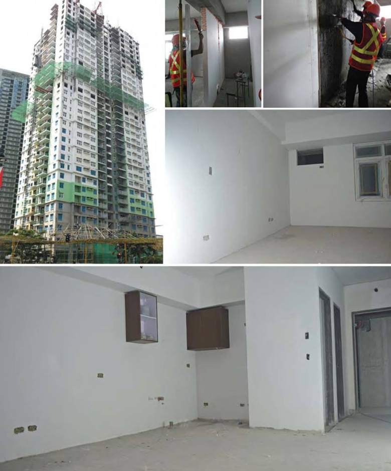High-rise floor with SABS partition panels staged